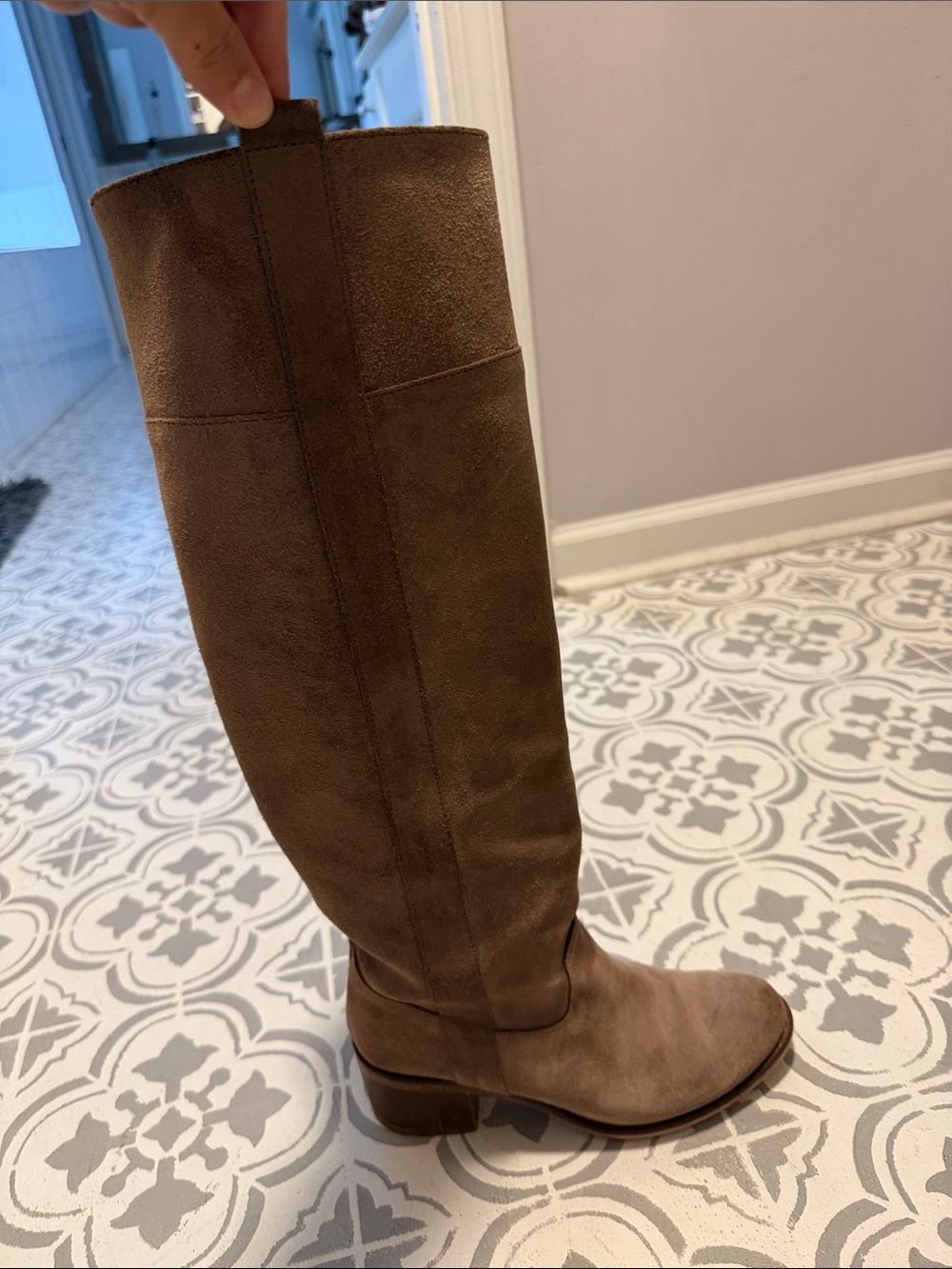 Sundance Tall Suede Knee-High Boots in Taupe Brown